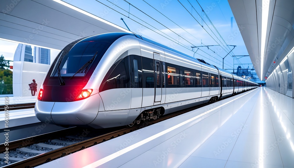 Fototapeta premium Modern train in a futuristic station