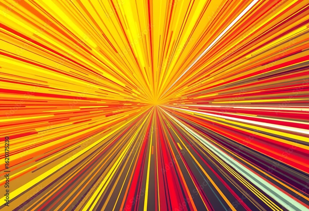 Obraz premium Abstract speed lines radiate outward, red and yellow, manga style , comic, anime