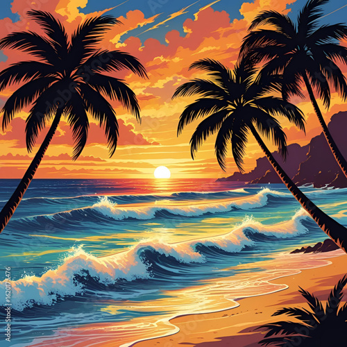sunset on the beach