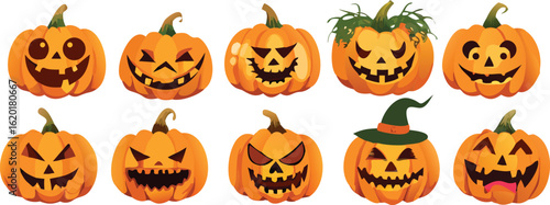 Scary Halloween pumpkin with an evil face illuminated by a set of fire flames, a spooky symbol of the October holiday season