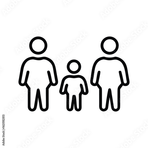 Multi generational family group portrait line art