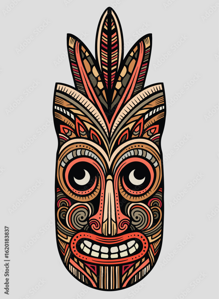 Obraz premium Detailed vector ethnic tribal mask illustration