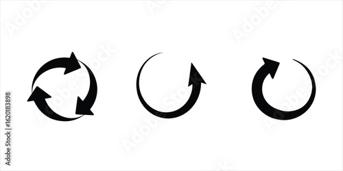 circle arrow illustration on white background, circle arrow silhouette vector.