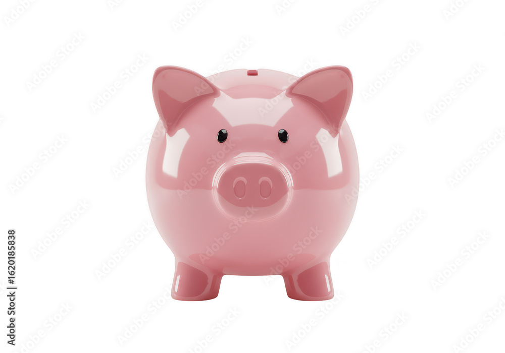 Pink Piggy Bank with Falling Coins Pink Piggy Bank with Falling Coins