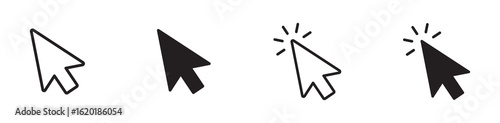 Cursor mouse click  icon set. Click arrow  icons , computer mouse click cursor icons , vector illustration . 