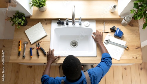 Plumber Working On Kitchen Sink Repair