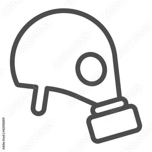 Gas mask with air filter line icon, hazard workwear concept. Vector graphics. Rubber mask with filter and strap, safety sign on white background, outline style icon for mobile or web design.