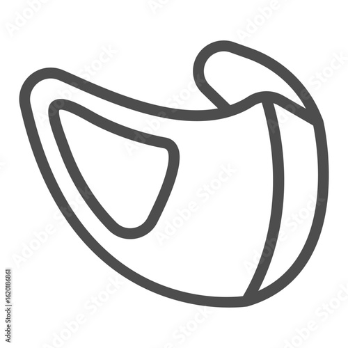 Disposable mask line icon, safety workwear concept. Vector graphics. Antibacterial face mask with strap, protection sign on white background, outline style icon for mobile or web design.