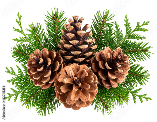 pine cones on white background