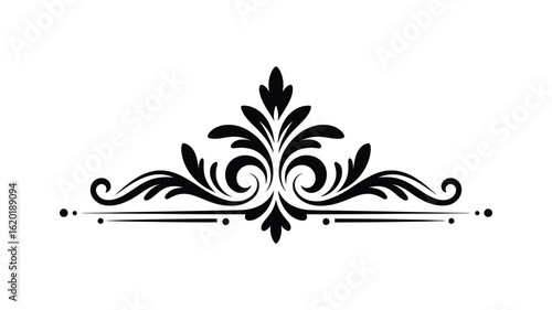 Elegant black flourish ornament with swirls and dots