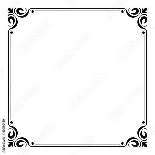 Elegant black and white ornate square decorative border design