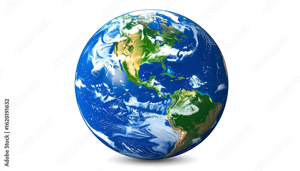 Obraz premium Detailed 3D Rendering of Planet Earth with Visible Continents and Ocean Patterns