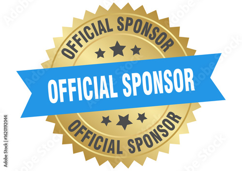 official sponsor. official sponsor round blue and gold label isolated on transparent background