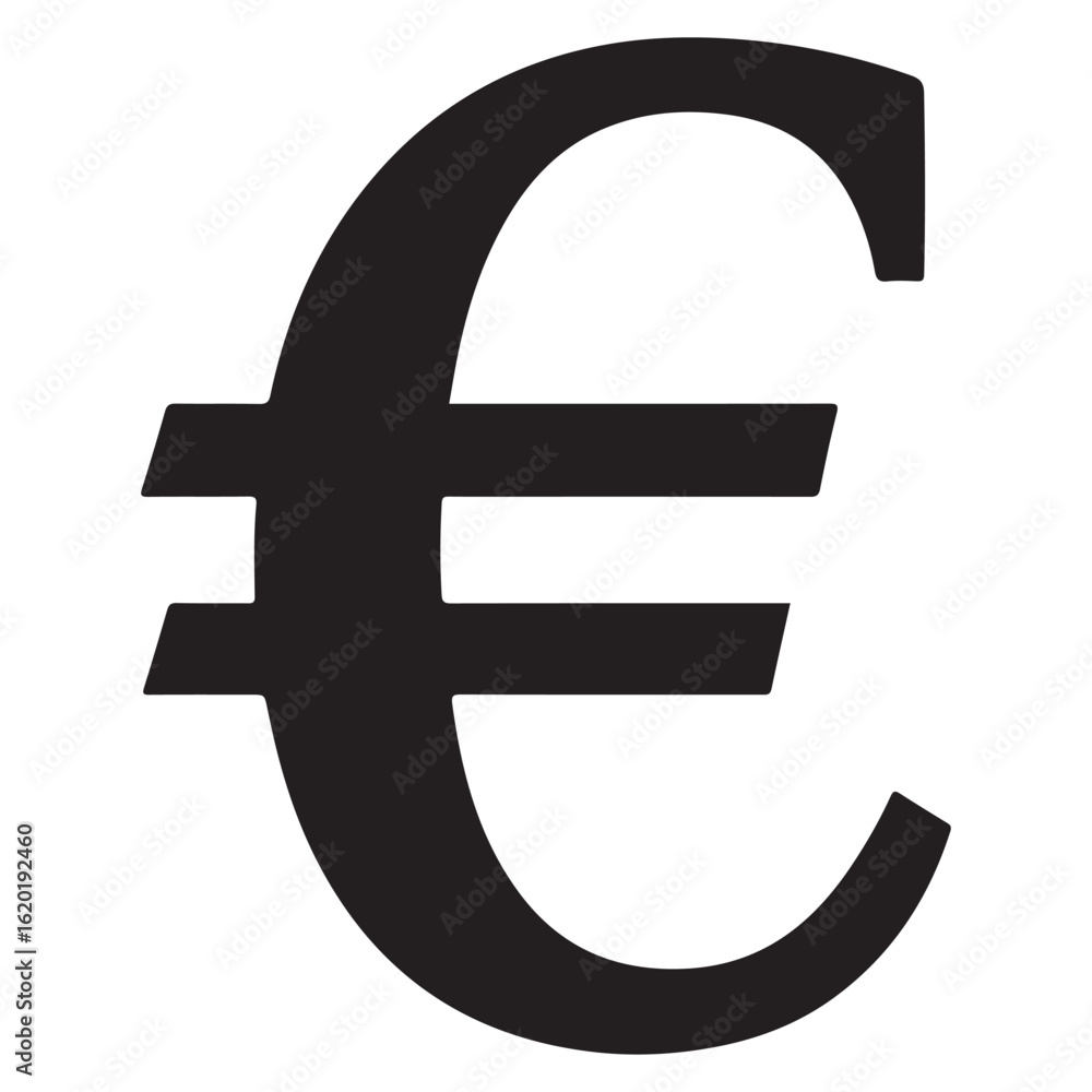 Fototapeta premium Black euro currency symbol on white background money finance