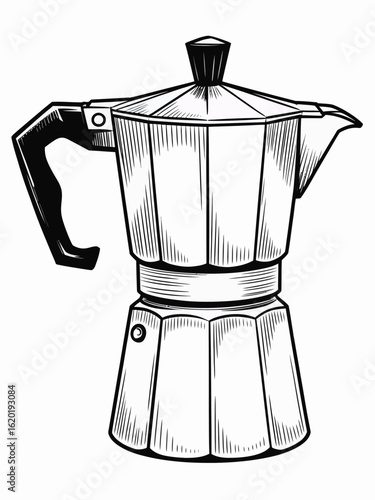 Classic moka pot coffee maker illustration