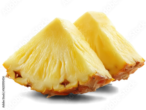 two slices of pineapple on white