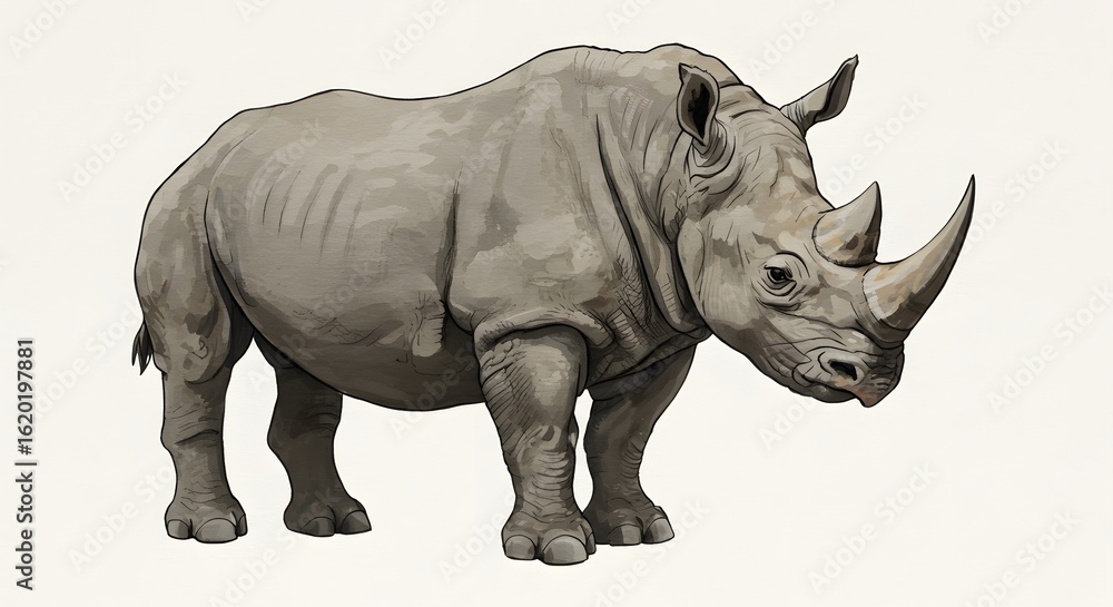 Fototapeta premium Illustration of a Rhinoceros on a White Background