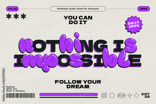 Experimental Text and Graphic Design Composition with Motivation Phrase