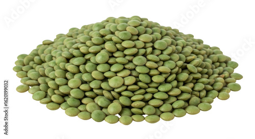 Isolated Pile of Green Lentils