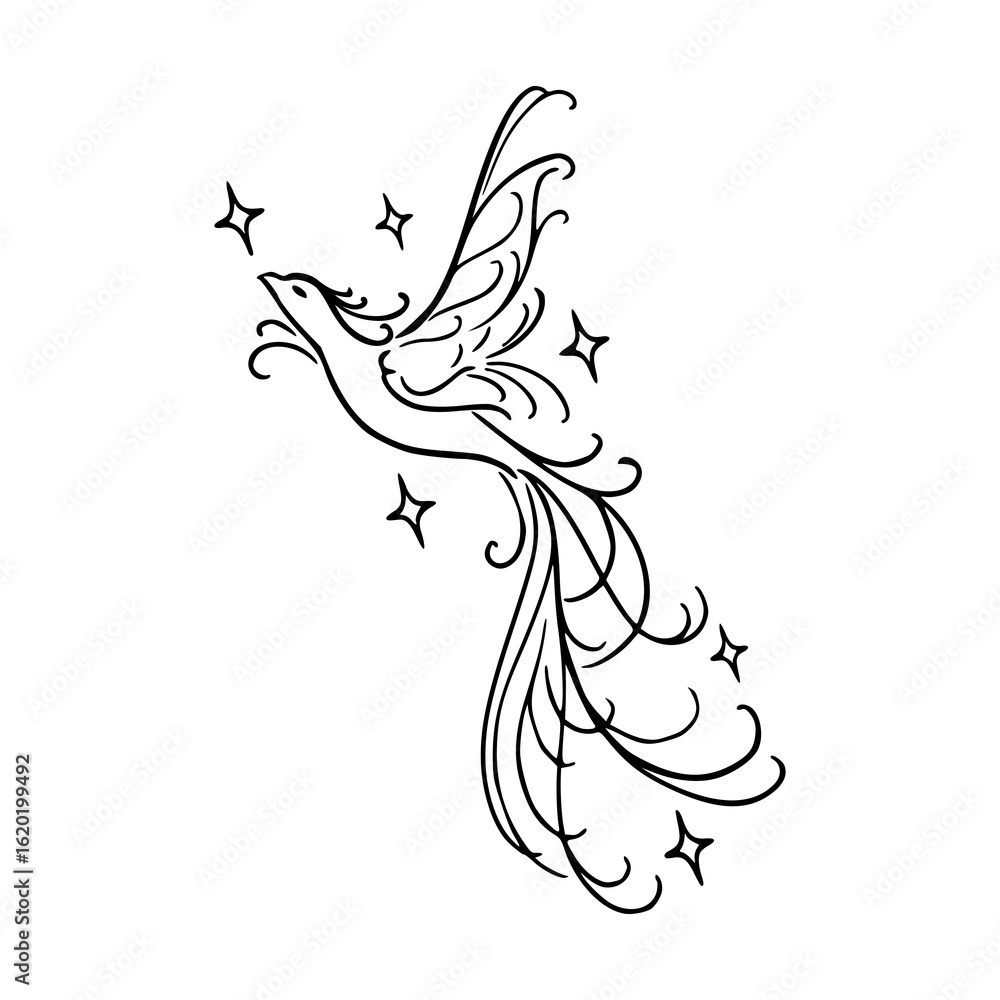 Obraz premium minimalist phoenix bird line art