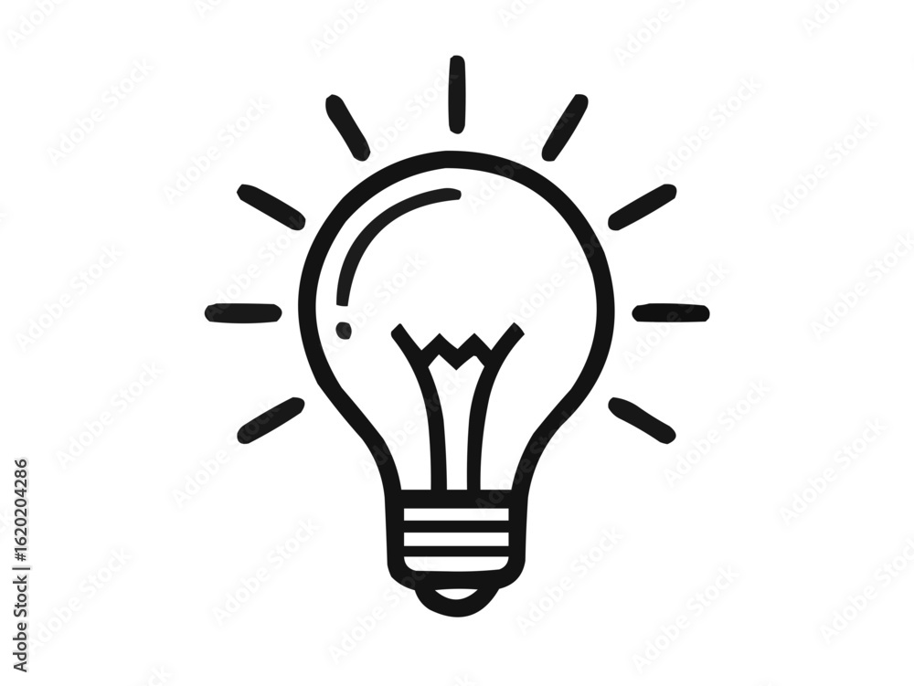 Illustration of a light bulb with radiating lines symbolizing an idea or inspiration concept design art Illustration of a light bulb with radiating lines symbolizing an idea or inspiration concept design art