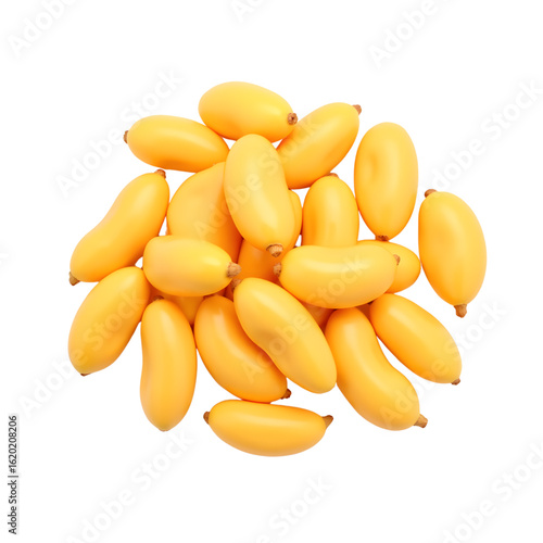 Cluster of pili nuts on a transparent background, bright yellow, natural, close-up, copy space