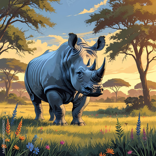 rhino in the wild