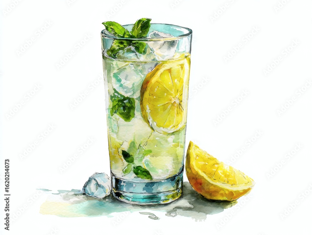 A Vibrant Collection of Artistic Cocktails Perfect for Refreshing Summer Gatherings on watercolor style and white background A Vibrant Collection of Artistic Cocktails Perfect for Refreshing Summer Gatherings on watercolor style and white background