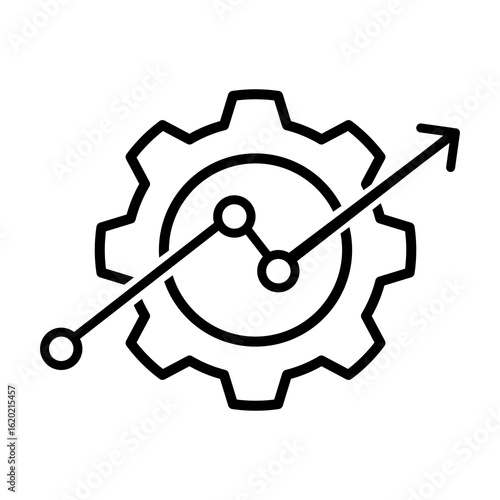 Growth graph in business style or stock data icon, gear icon management such as profit. Flat vector illustration design.