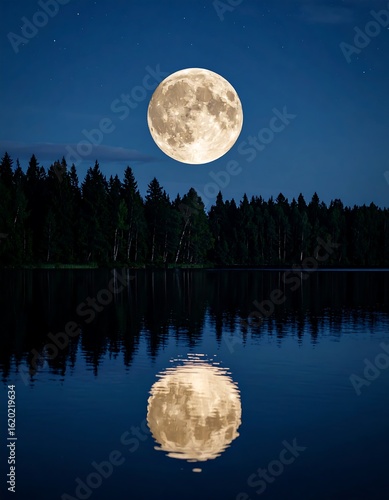 Full moon over a lake at night (5)