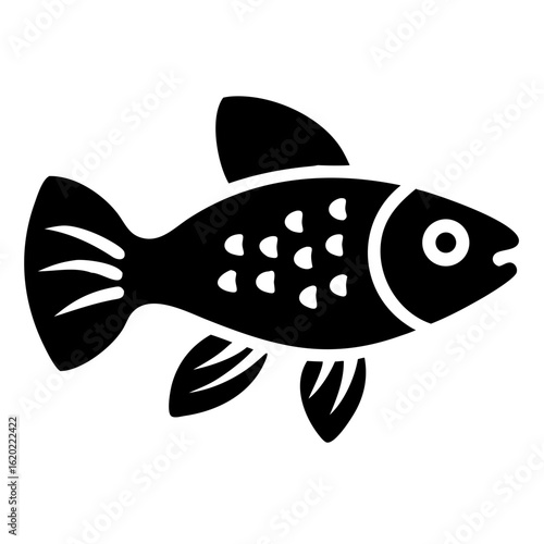 Simple depiction of a goldfish with detailed scales, fins and tail