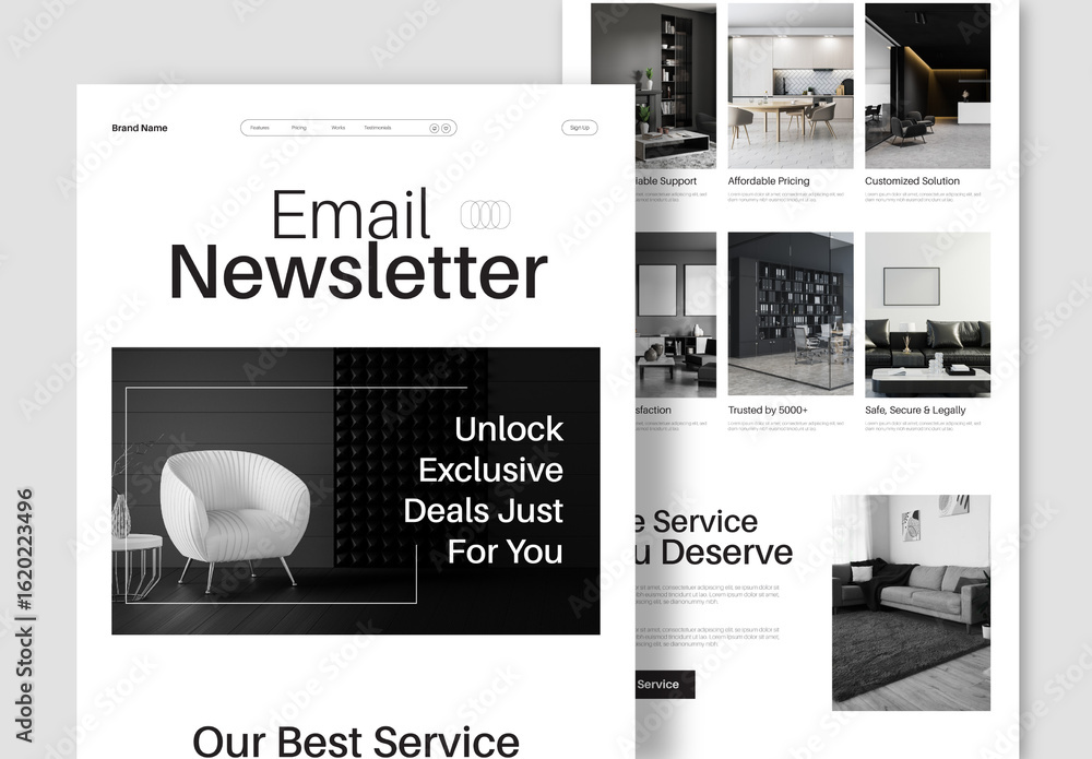 Modern Interior Design Furniture Email Newsletter Template Stock ...