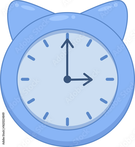blue wall clock with cat ear