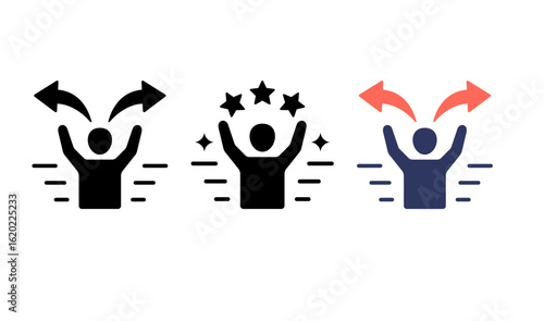 Business icons show choice, success, direction; graphic resource for marketing or social media design.