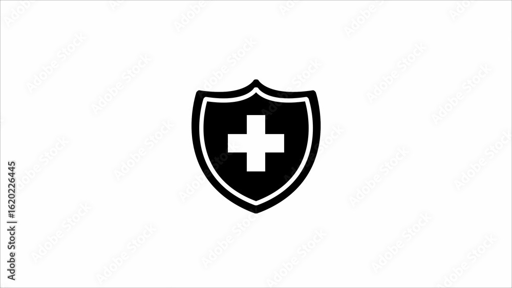 Obraz premium Medical Protection sign shield with padlock icon. security concept logotype icon illustration background.