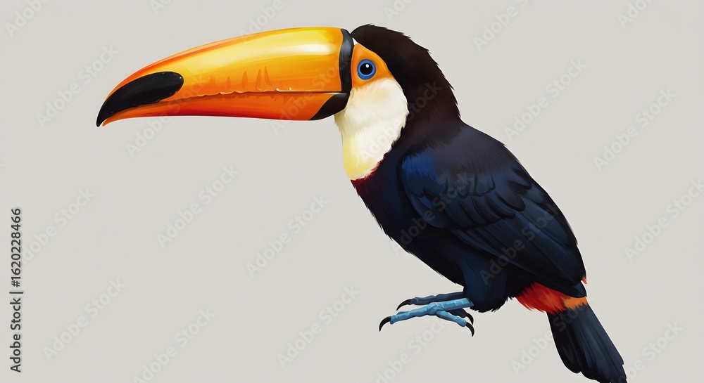 Naklejka premium Vibrant Toucan Bird Illustration on Light Background