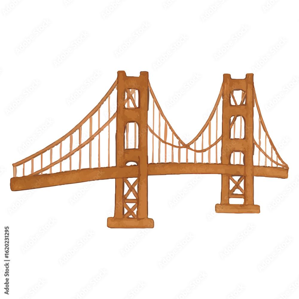 Obraz premium Iconic Golden Gate Bridge Illustration for California Travel Art