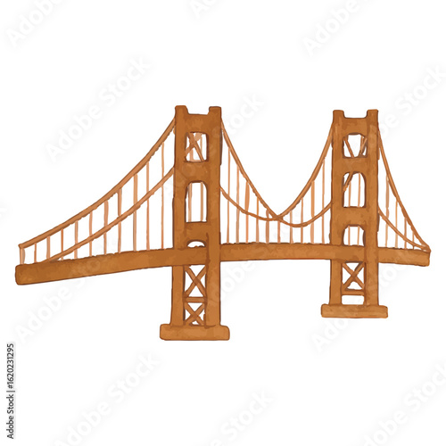 Iconic Golden Gate Bridge Illustration for California Travel Art