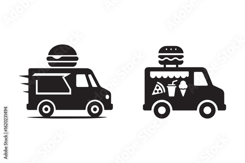 Food car silhouette with with white background