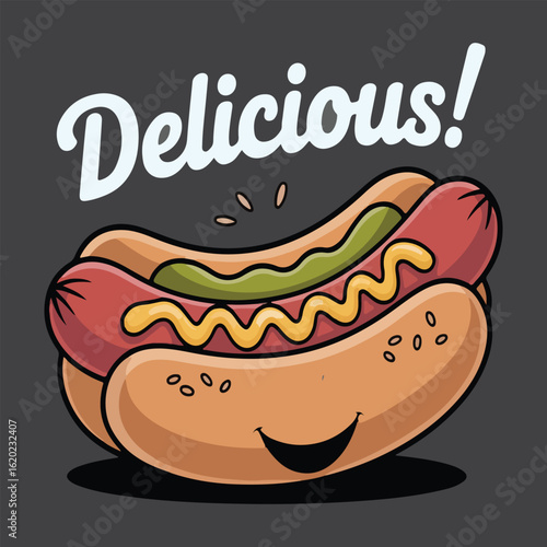 Delicious hotdog drawing style vector illustration
