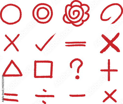 手書きの丸・バツ・二重丸・三角・四角の採点マーク