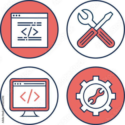 Coding Icon Set Code Editor Brackets and More for Web Development