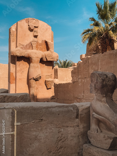 Ancient statue at Karnak Temple archeological complex, Luxor, Egypt