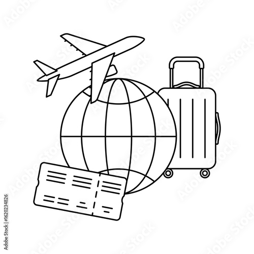 Airplane transportation icon. Air travel and tourism item.