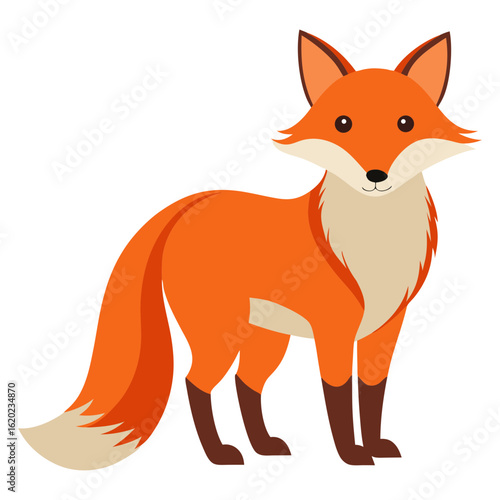 Cute cartoon fox standing against black background