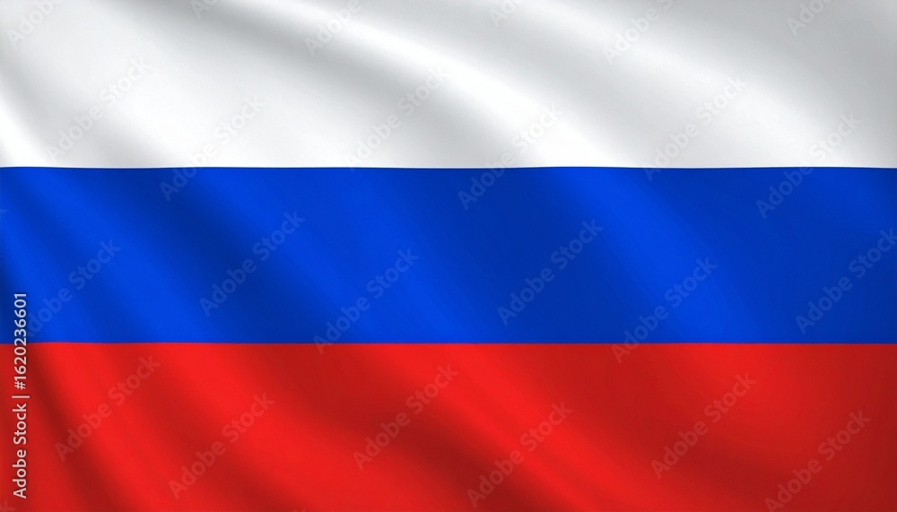 Fototapeta premium Russian flag with horizontal white, blue, and red stripes symbolizing nobility, honesty, and courage.