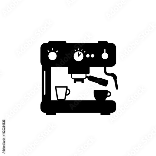 Espresso machine silhouette on transparent background  