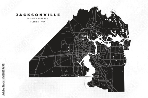 Jacksonville, Florida map vector poster flyer	