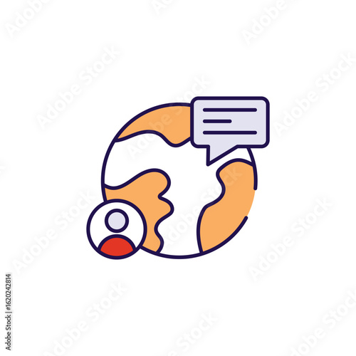 Global Communication icon design with white background stock illustration