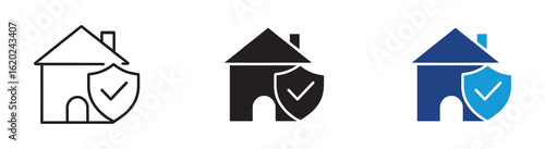 home insurance icon set,   House shield protection icon , vector illustration . 